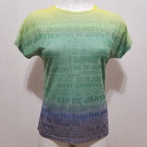 Zontrip shirt Small Rio De Janeiro Brasil ombre print destination rhinestone